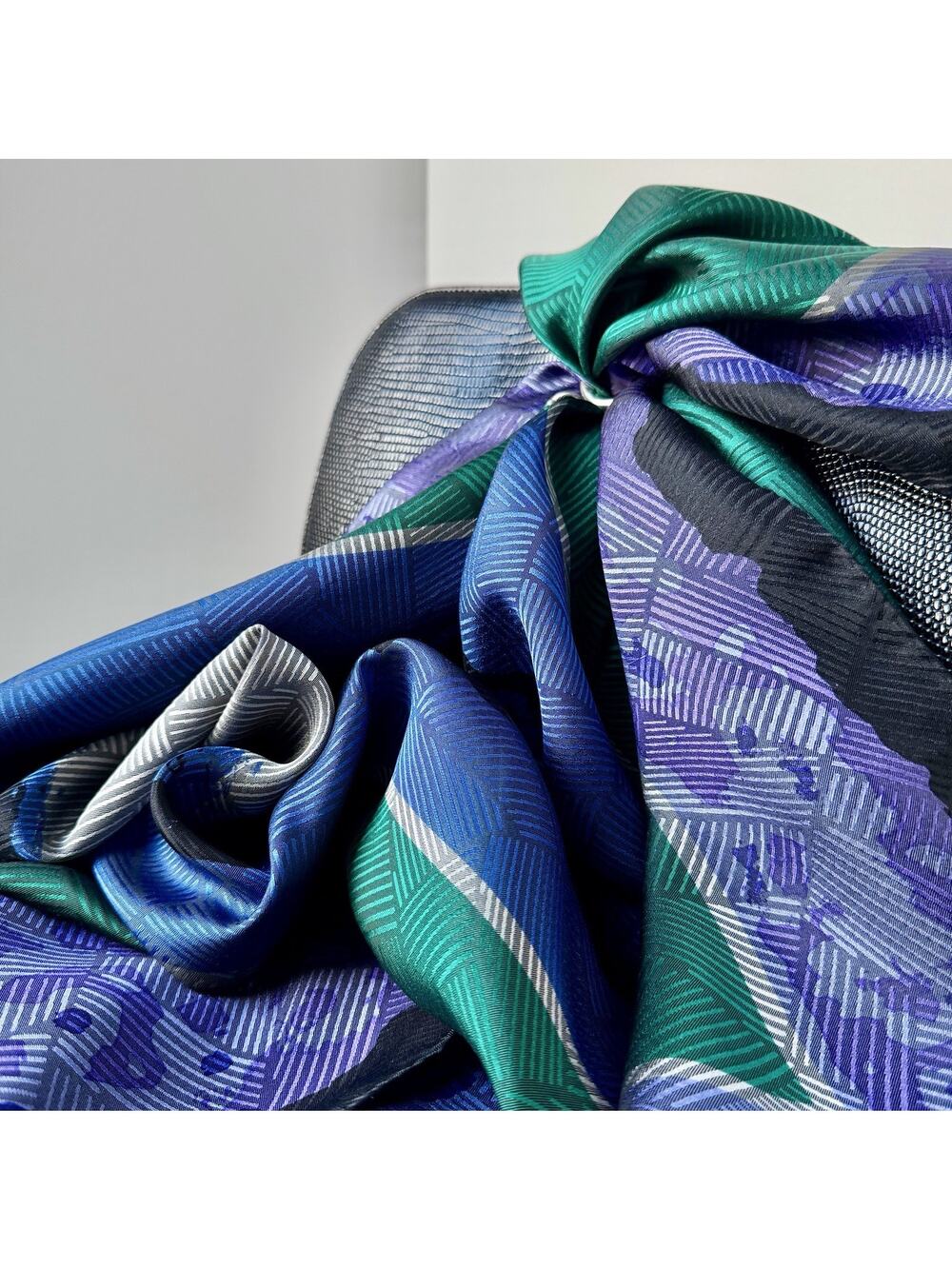 Vintage 80s Ginnie Johansen 100% Silk Scarf Square Limited Edition Geometric NWT